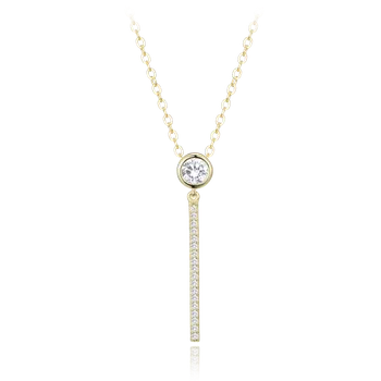 Náhrdelník MINET Pozlacený stříbrný náhrdelník s tyčkami a bílými zirkony JMAS0304GN45