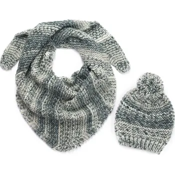 Čepice Set pletené čepice se šátkem světle šedá melanž