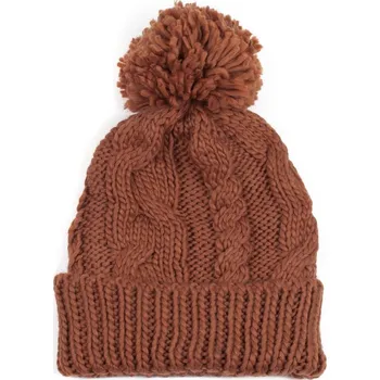 Čepice Teplá zimní čepice s střapcem hnědá