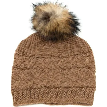 Čepice Vlněná čepice s bambulí hnědá