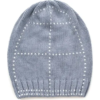 Čepice Čepice beanie Stříbrná nit světle šedá