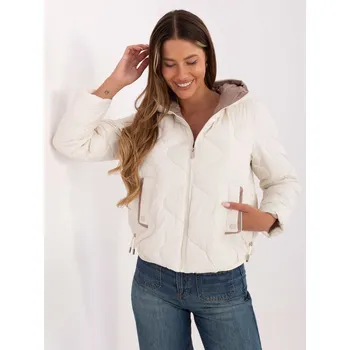Dámská cargo bunda Smetanová dámská prošívaná přechodová bunda s kapucí MBM-KR-2211.88-ecru Velikost: 2XL