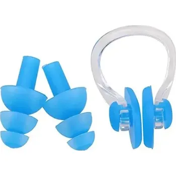 Špunt do uší Špunty do uší a klip na nos na plavání - plavecké pomůcky - více barev - Modrá