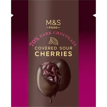 Čokoláda Marks & Spencer Třešně v hořké čokoládě