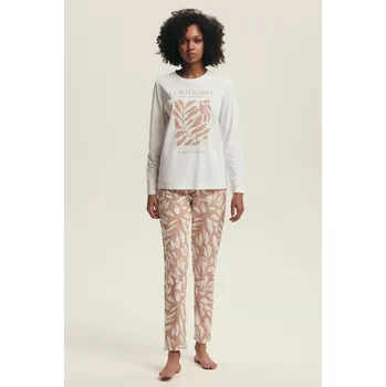 Pánské pyžamo Henderson Dámské pyžamo 43689 Dextra délka/r S-3XL krém S