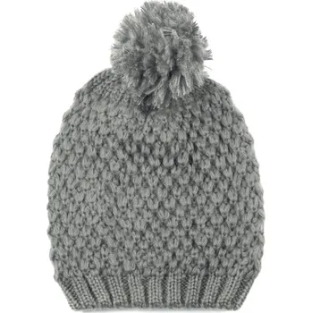 Čepice Zimní čepice s bambulí světle šedá