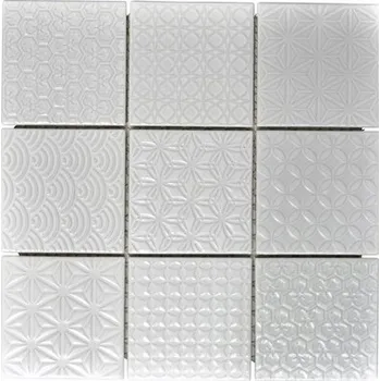 Obraz KERAMICKÁ MOZAIKA SE VZOREM ŠEDÁ, 10x10 cm