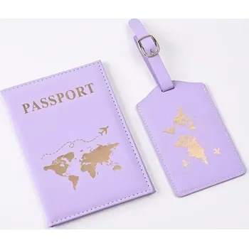 Luxusní sada na cestovní pas a kufr - Fialová