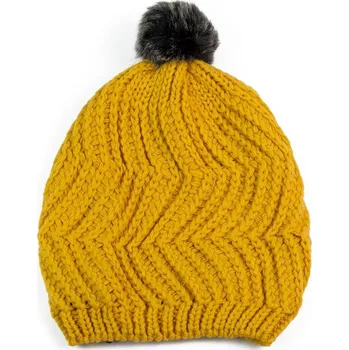 Čepice Čepice s kožíškovou bambulí žlutá