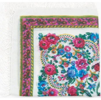 Šála Dámský šál s květinami - bílý