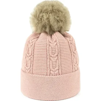 Pokrývka hlavy Zimní čepice s bambulí světlorůžová