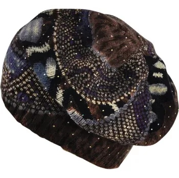 Čepice Modro-hnědá baretka se zirkony