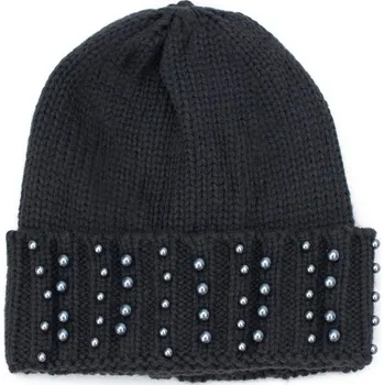Čepice Čepice s perlovým zdobením černá