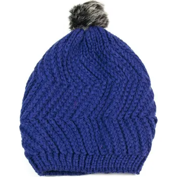 Čepice Čepice s kožíškovou bambulí modrá