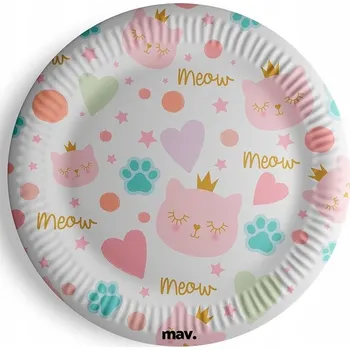 Party nádobí Papírové Talířky Kočka Princezna Kotě, 23 cm 8 ks