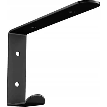 police Polička s podpěrou a věšákem, ocelová, černá GAP, 200x108x30 mm