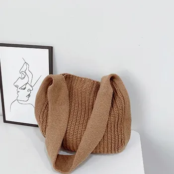 Kabelka Dámská háčkovaná kabelka velká kapacita | kabelka, taška - Hnědá