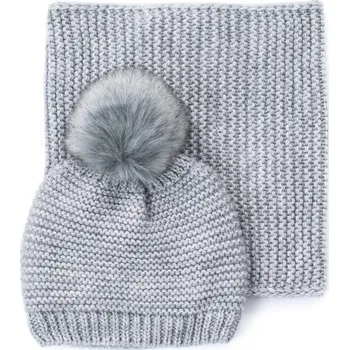 Čepice Sada dětské čepice s nákrčníkem šedá