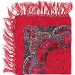 Šál se vzorem a třásněmi - červený