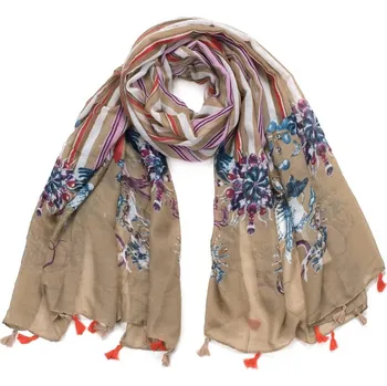 Šála Šál se vzorem něžných kvítků - béžový