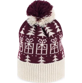 Čepice Čepice s vánočním vzorem bordó