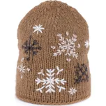 Zimní čepice s vločkami béžová