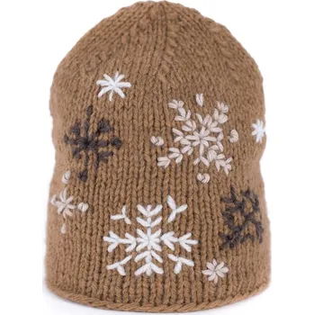 Čepice Zimní čepice s vločkami béžová