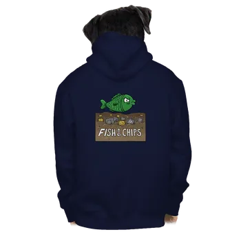 Pánská mikina Bastard Fish and IT chips pánská mikina na zip Navy