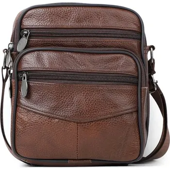 Pánská kožená crossbody business taška - Kávová