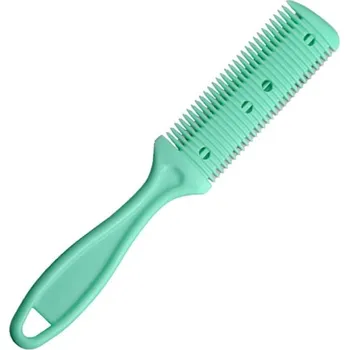 Kadeřnický hřeben s břity pro prostříhání a stříhání vlasů - Zelená