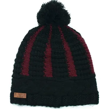 Čepice Dvoubarevná čepice s bambulí černá