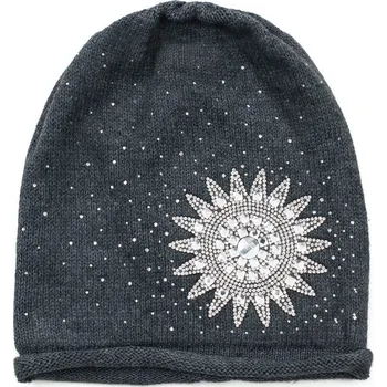 Čepice Čepice beanie Diamantová rozeta šedá