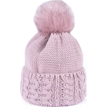 Pokrývka hlavy Zimní čepice s bambulí, růžová