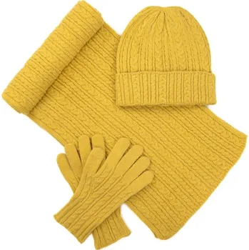 Čepice Čepice, šála a rukavice - žlutá