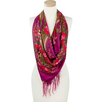 Šála Šátek s etno vzorem fialový