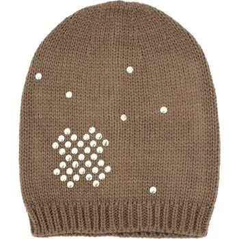 Čepice Čepice beanie zlaté nýtky hnědá