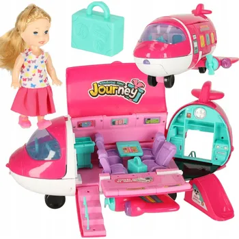 Panenka Letadlo pro panenky osobní 2v1 rozkládací příslušenství růžové
