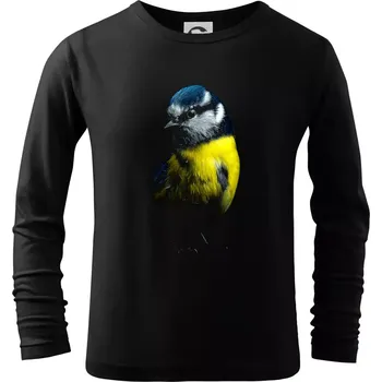 Chlapecké tričko Sýkora modřinka černá fotka - Triko dětské Long Sleeve - 122 cm/6 let ( Černá )