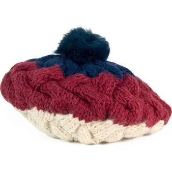 Čepice Baret s králičím pompomem modrý