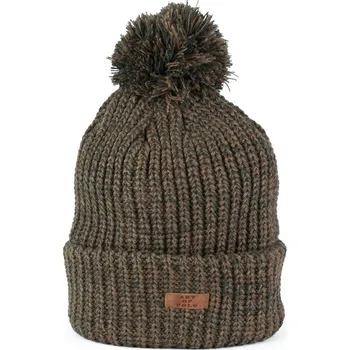 Čepice Silná melanžová unisex čepice s bambulí hnědá