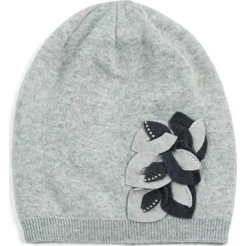 Čepice Šedá zimní čepice s lístky