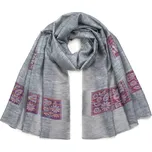 Dámský šedý šál s barevnými detaily