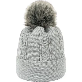 Pokrývka hlavy Elegantní Zimní Čepice se Šedou Bambulí