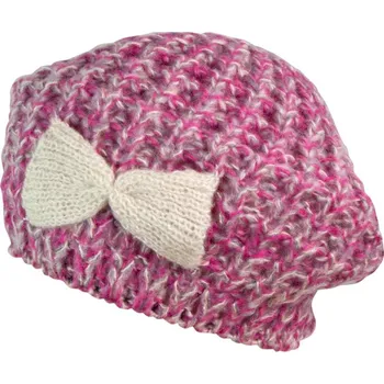 Kšiltovka Dámský baret s mašlí růžový
