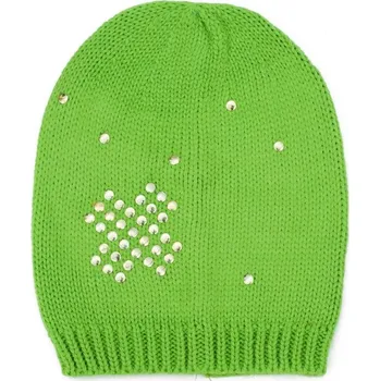 Čepice Čepice beanie zlaté nýtky zelená