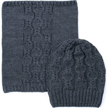 Módní doplněk Zimní komplet čepice a nákrčníku šedý