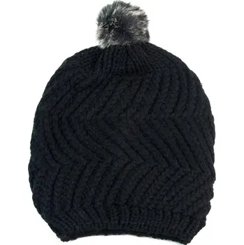 Čepice Čepices kožíškovou bambulí černá