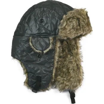 Čepice Blyštivá prošívaná ušanka tmavě šedá