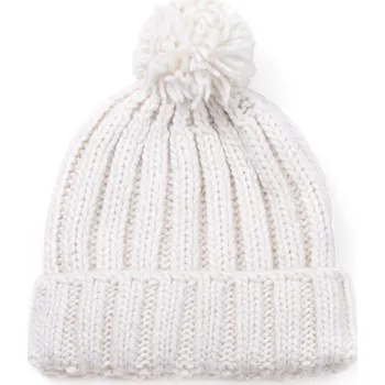 Čepice Bílá teplá čepice s bambulí