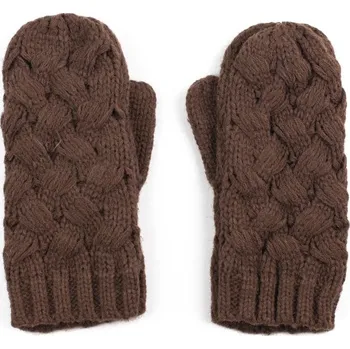 Šála Palcové rukavice proplétané hnědé